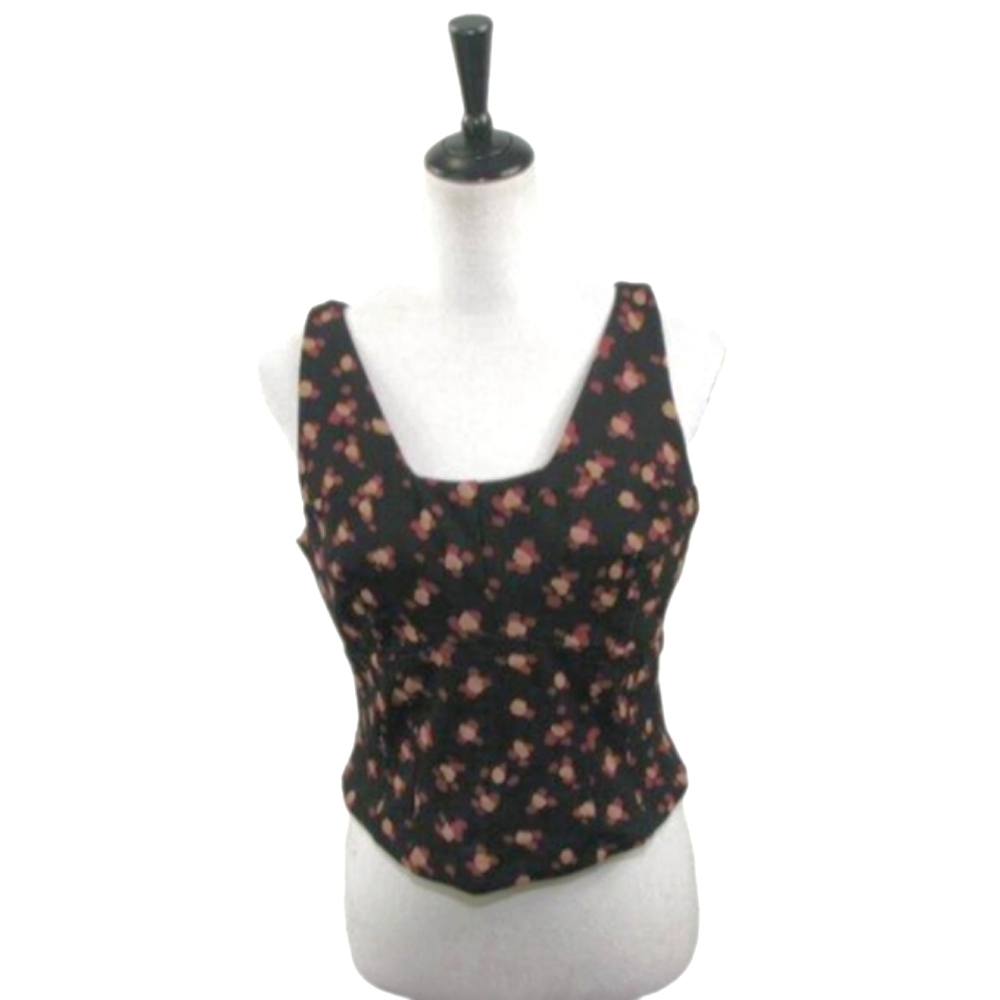 Cabi Distorted Flower Print Double Knit Cropped Tank Size Medium - Picture 1 of 6
